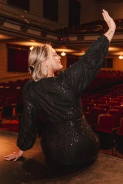 Jagger Dress In Black Sequin - FINAL SALE -Ivy City Co Dress Holiday2 WEB 01 448973