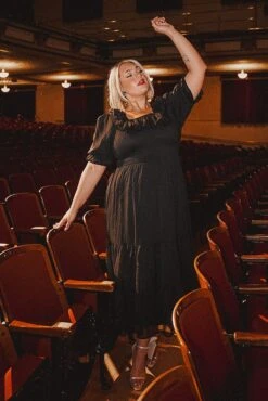 Gracie Dress In Black Chiffon -Ivy City Co Dress Holiday2 WEB 24 412568