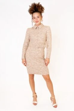 Jackie Dress In Taupe Boucle - FINAL SALE -Ivy City Co Dress JackieDress studio f23 5 371738