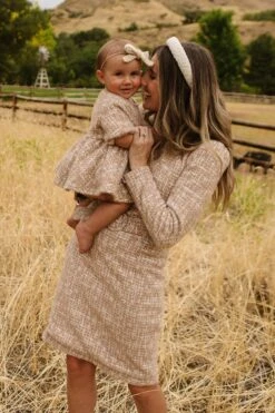 Jackie Dress In Taupe Boucle - FINAL SALE -Ivy City Co Dress JackieTaupe QuietMeadow F23 12 757607