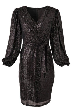 Jagger Dress In Black Sequin - FINAL SALE -Ivy City Co Dress JaggerBlack front 795377