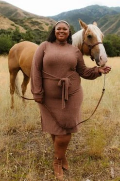 Jensen Dress In Mocha - FINAL SALE -Ivy City Co Dress JensenMocha QuietMeadows F23 114 473421