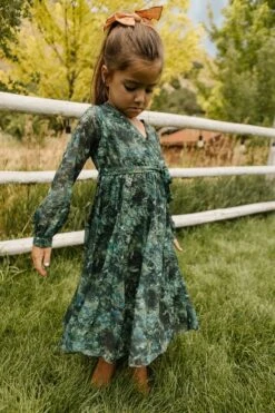 Mini Laney Dress In Green Watercolor - FINAL SALE