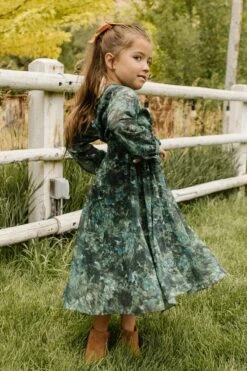 Mini Laney Dress In Green Watercolor - FINAL SALE -Ivy City Co Dress LaneyGreen QuietMeadows F23 05 599267