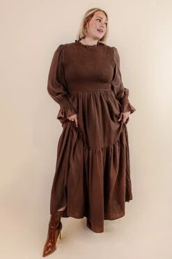 Leena Dress In Java - FINAL SALE -Ivy City Co Dress LeenaBrown Studio F23 4 460495