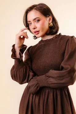 Leena Dress In Java - FINAL SALE -Ivy City Co Dress LeenaBrown Studio F23 5 795949