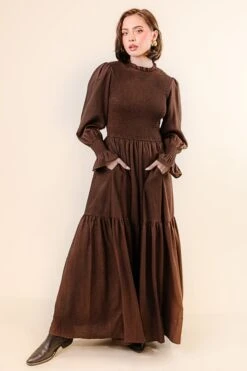 Leena Dress In Java - FINAL SALE -Ivy City Co Dress LeenaBrown Studio F23 8 224964