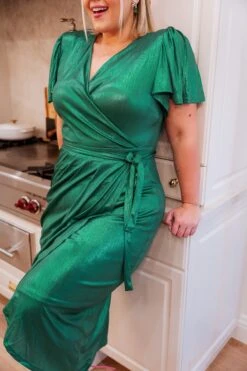 Lillie Dress In Metallic Green - FINAL SALE 18 Lillie Dress In Metallic Green - FINAL SALE -Ivy City Co Dress LillieGreen TashHome H23 20 513369