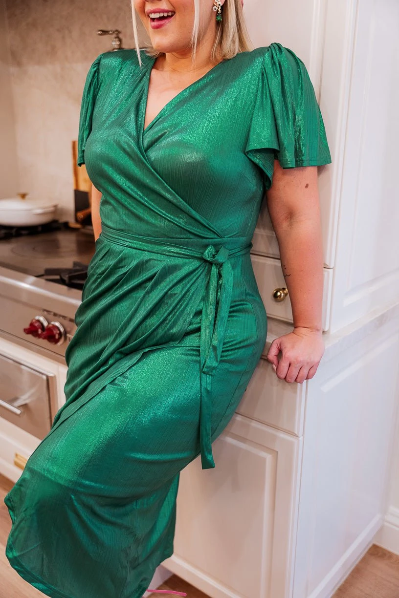 Lillie Dress In Metallic Green - FINAL SALE 9 Lillie Dress In Metallic Green - FINAL SALE - Image 9