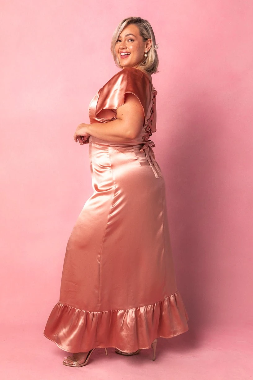 Maddie Dress In Apricot Crush Satin 10 Maddie Dress In Apricot Crush Satin - Image 10