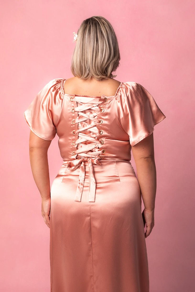 Maddie Dress In Apricot Crush Satin 11 Maddie Dress In Apricot Crush Satin - Image 11