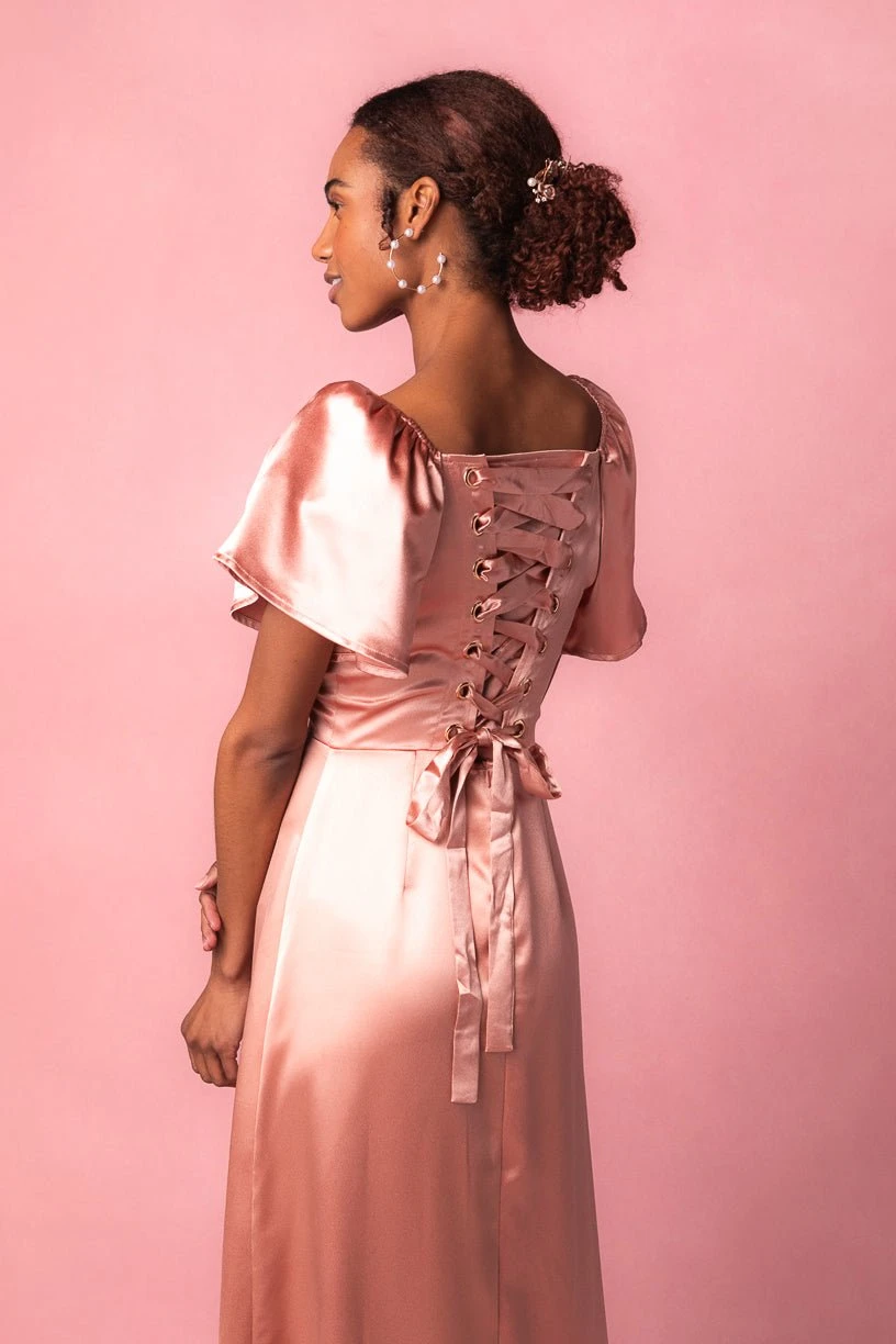 Maddie Dress In Apricot Crush Satin 8 Maddie Dress In Apricot Crush Satin - Image 8