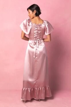 Maddie Dress In Blush Satin -Ivy City Co Dress MaddieBlush3 591298