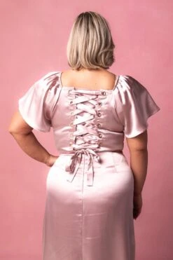 Maddie Dress In Blush Satin -Ivy City Co Dress MaddieBlush8 474733