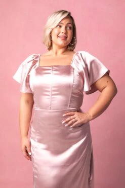 Maddie Dress In Blush Satin -Ivy City Co Dress MaddieBlush9 704985