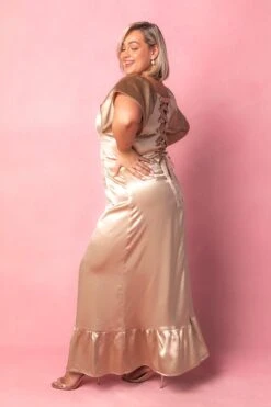 Maddie Dress In Champagne Satin -Ivy City Co Dress MaddieChampagne6 920565