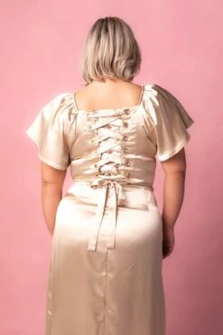 Maddie Dress In Champagne Satin -Ivy City Co Dress MaddieChampagne8 717077