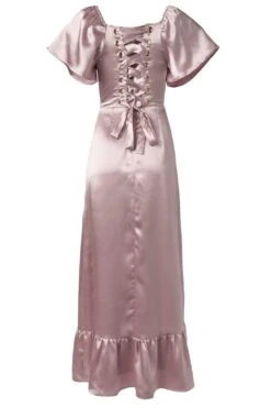 Maddie Dress In Blush Satin -Ivy City Co Dress MaddieDressinBlushSatin1