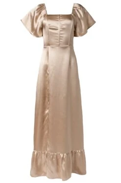 Maddie Dress In Champagne Satin -Ivy City Co Dress MaddieDressinChampagneSatin