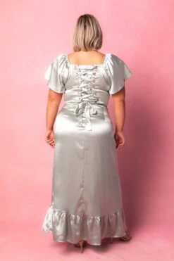 Maddie Dress In Sage Satin -Ivy City Co Dress MaddieSage2 123613