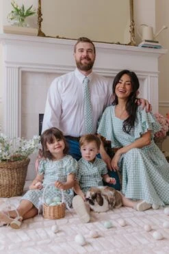 Mens Max Tie In Mint Gingham -Ivy City Co Dress MarloweFam MadsHome Easter24 02