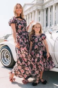 Mini Melody Dress In Midnight Rose -Ivy City Co Dress MelodyBlackFloral Capitol N23 34 307094