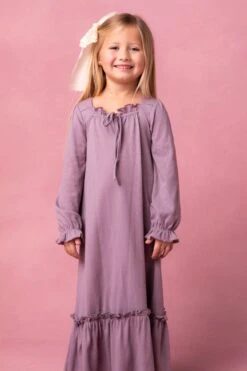 Mini Petra Long Sleeve Night Dress In Purple -Ivy City Co Dress MiniNightgownPurple Studio Spring24 2