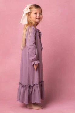 Mini Petra Long Sleeve Night Dress In Purple -Ivy City Co Dress MiniNightgownPurple Studio Spring24 3