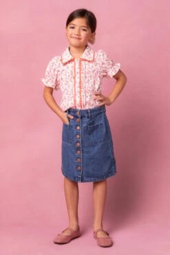 Mini Sophia Blouse In Coral Floral -Ivy City Co Dress MiniSophiaCoralFloralBlouse Studio Spring24 1