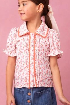 Mini Sophia Blouse In Coral Floral -Ivy City Co Dress MiniSophiaCoralFloralBlouse Studio Spring24 6