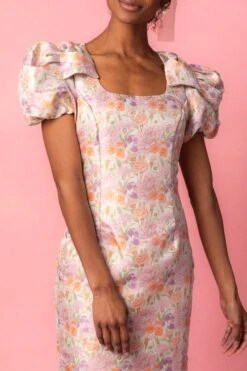 Nina Bow Dress In Pastel Jacquard -Ivy City Co Dress NinaPastel Studio Spring1 1 870924