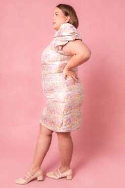 Nina Bow Dress In Pastel Jacquard -Ivy City Co Dress NinaPastel Studio Spring1 11 766482