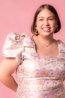 Nina Bow Dress In Pastel Jacquard -Ivy City Co Dress NinaPastel Studio Spring1 13 915463