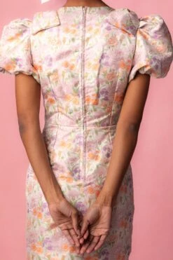 Nina Bow Dress In Pastel Jacquard -Ivy City Co Dress NinaPastel Studio Spring1 6 351217