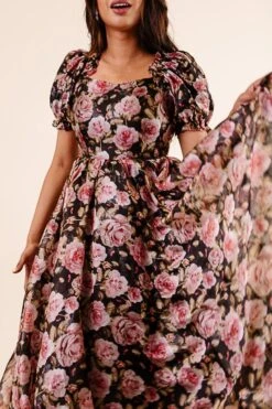 Melody Dress In Midnight Rose -Ivy City Co Dress Noir Collection 180 935196