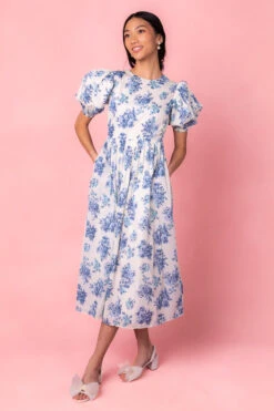 Odette Dress In Blue Floral -Ivy City Co Dress OdetteBlue Studio Spring3 6