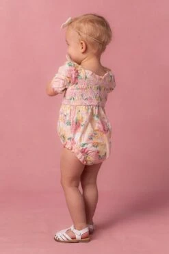 Baby Roselyn Romper In Pastel Floral -Ivy City Co Dress Roselyn Studio Easter24 5 437898