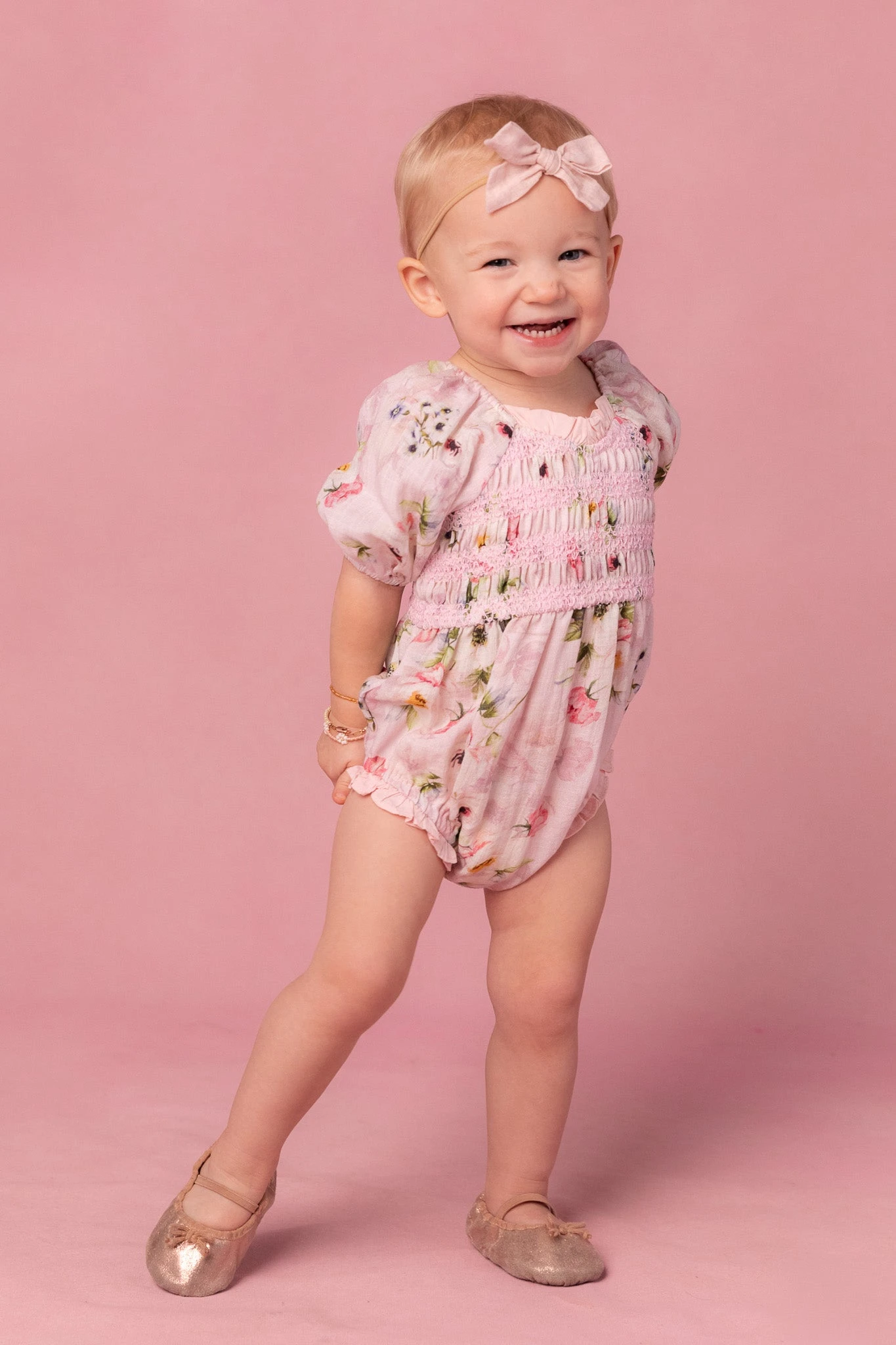 Baby Roselyn Romper In Pink 6 Baby Roselyn Romper In Pink - Image 6