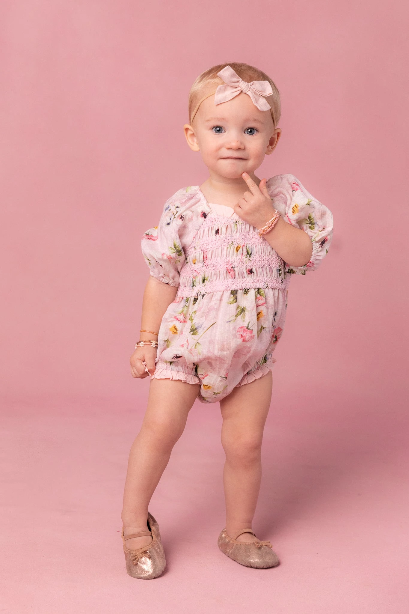 Baby Roselyn Romper In Pink 1 Baby Roselyn Romper In Pink