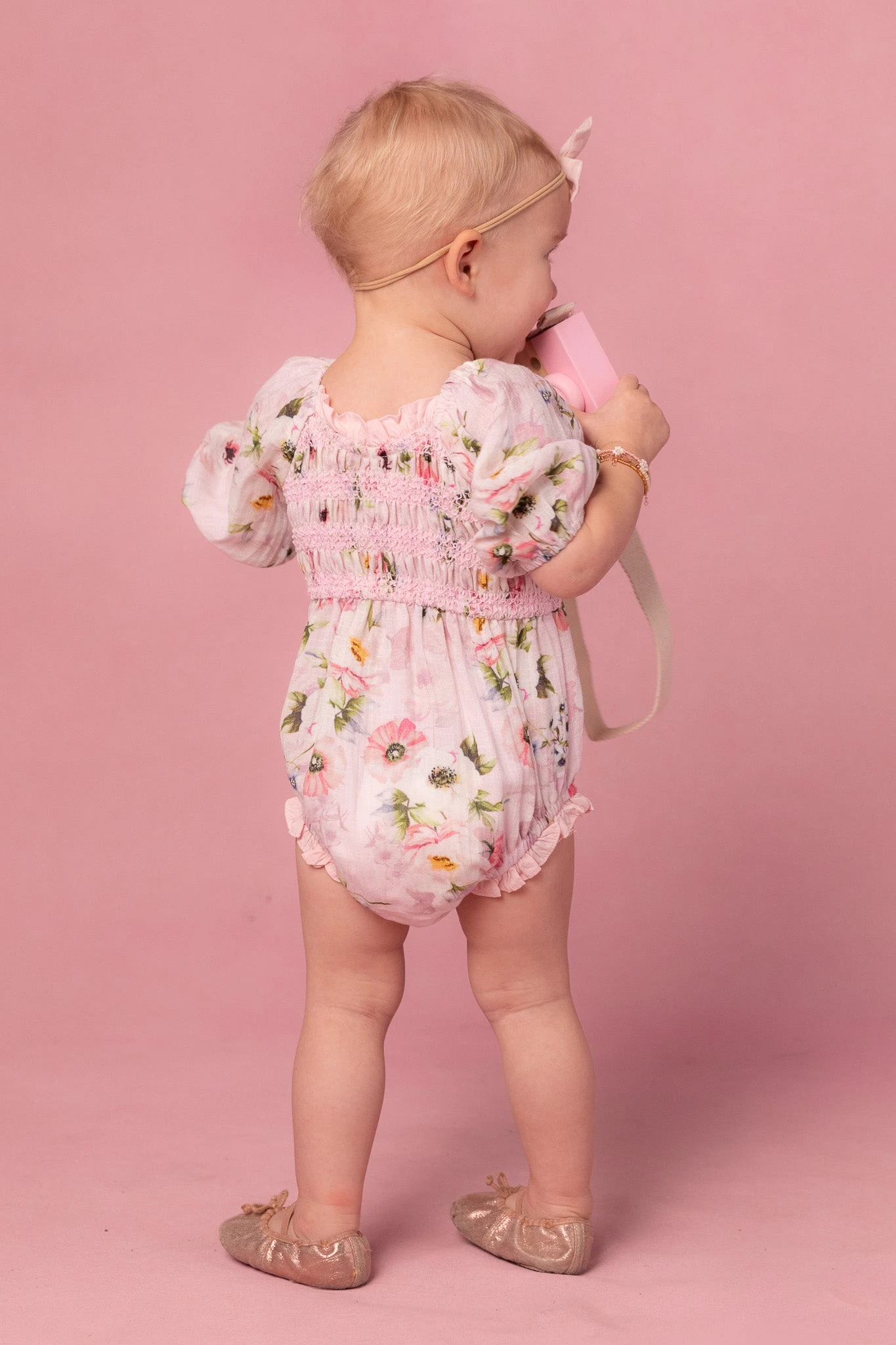 Baby Roselyn Romper In Pink 2 Baby Roselyn Romper In Pink - Image 2