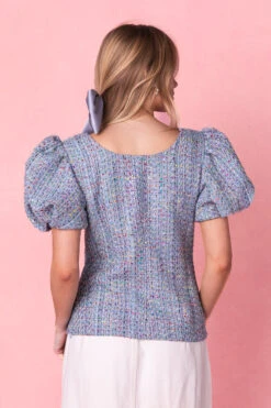 Roxie Top In Blue Tweed -Ivy City Co Dress RoxieBlueTop Studio Spring3 11