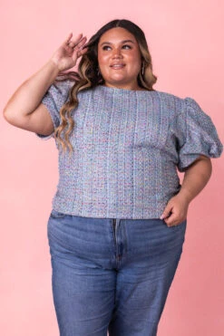 Roxie Top In Blue Tweed -Ivy City Co Dress RoxieBlueTop Studio Spring3 2