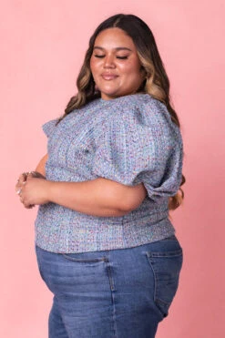 Roxie Top In Blue Tweed -Ivy City Co Dress RoxieBlueTop Studio Spring3 3