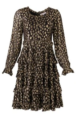 Sammy Dress In Black & Gold - FINAL SALE -Ivy City Co Dress SammyGold front 198539