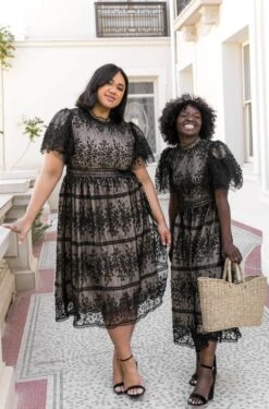 Sicily Dress With Flutter Sleeves In Black - FINAL SALE -Ivy City Co Dress Sicily Black Flutter 10 658360