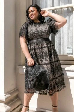 Sicily Dress With Flutter Sleeves In Black - FINAL SALE -Ivy City Co Dress Sicily Black Flutter Plus 2 690347