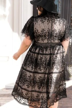 Sicily Dress With Flutter Sleeves In Black - FINAL SALE -Ivy City Co Dress Sicily Black Flutter Plus 5 919794