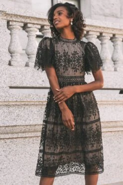 Sicily Dress With Flutter Sleeves In Black - FINAL SALE -Ivy City Co Dress SicilyFlutterBlack Capitol N23 22 616459