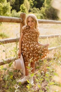 Mini Sienna Dress In Brown Floral -Ivy City Co Dress SiennaBrownFloralDress ConradRanch F23 02 128214