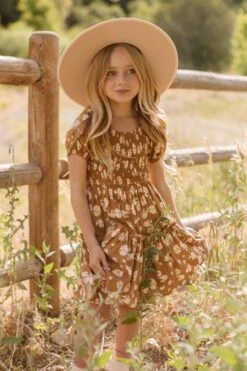 Mini Sienna Dress In Brown Floral -Ivy City Co Dress SiennaBrownFloralDress ConradRanch F23 05 319346